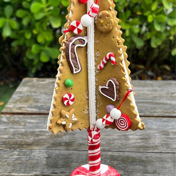 Old Time Pottery Gingerbread Christmas Tree Peppermint Candy Village Scene 13" - Picture 8 of 11